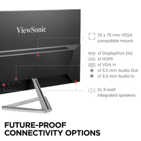 ViewSonic VX2476-SMHD ultra-slim bezel and sturdy desktop stand