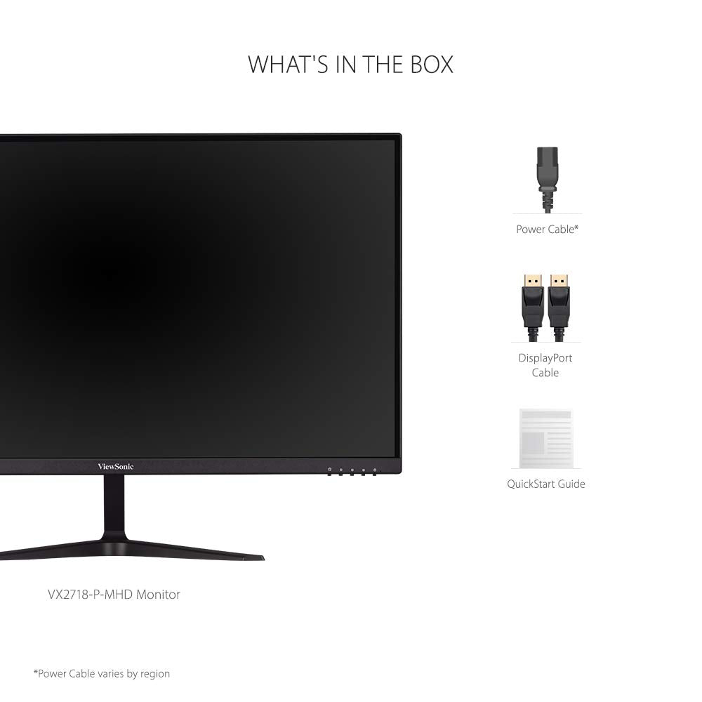 ViewSonic VX2718-P-MHD back ports showing HDMI and DP connectivity