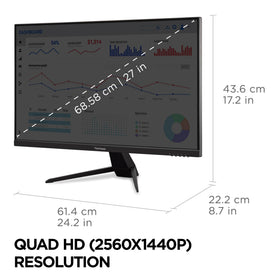 ViewSonic VX2767U-2K HDMI and DisplayPort inputs for flexible connections