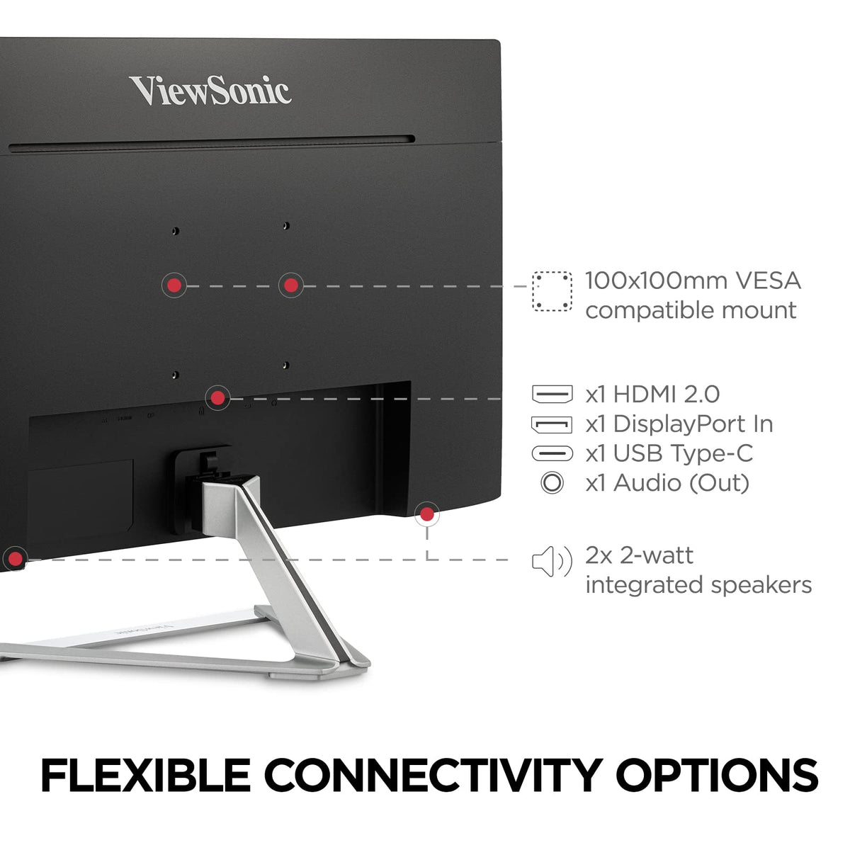 ViewSonic VX2776-4K-MHDU multiple ports for versatile device connectivity.