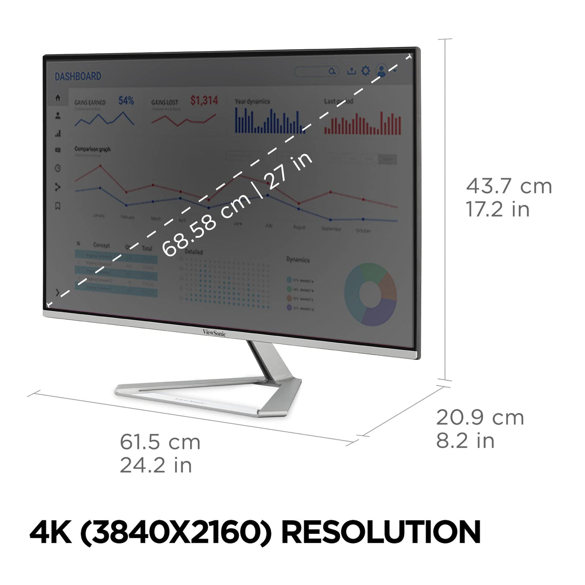 ViewSonic VX2776-4K-MHDU daisy-chain ready DP connectivity for extended workspace.