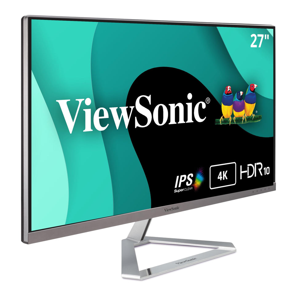 ViewSonic VX2776-4K-MHDU front view highlighting slim bezels for multiscreen setups.