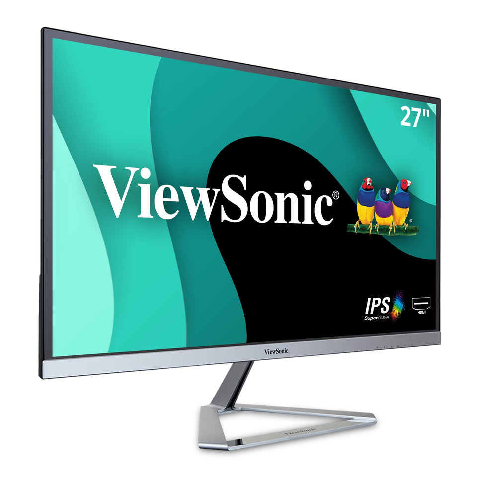 ViewSonic VX2776-SMHD front view with slim bezel for immersive home entertainment.