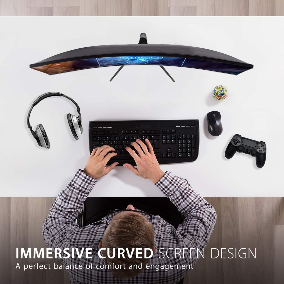 ViewSonic VX3218-PC-MHD side angle showing curved screen and slim bezels