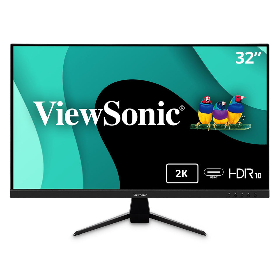 ViewSonic VX3267U-2K front view highlights slim bezels and immersive 32-inch display for home entertainment.