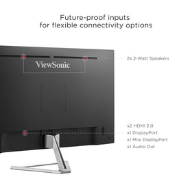 ViewSonic VX3276-4K-MHD connectivity ports for flexible laptop and desktop setup.