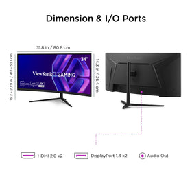 ViewSonic VX3418C-2K 1500R curvature delivering immersive depth