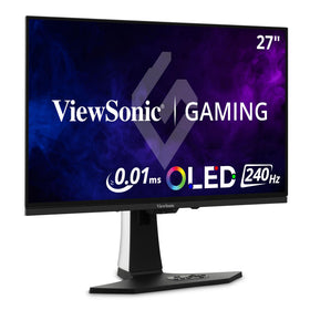 ViewSonic XG272-2K-OLED front view with white body and slim bezels for a clean setup.