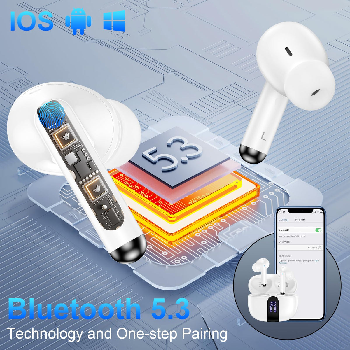 VIFIGEN Pixel Earbuds sweatproof IPX7 design supports workouts