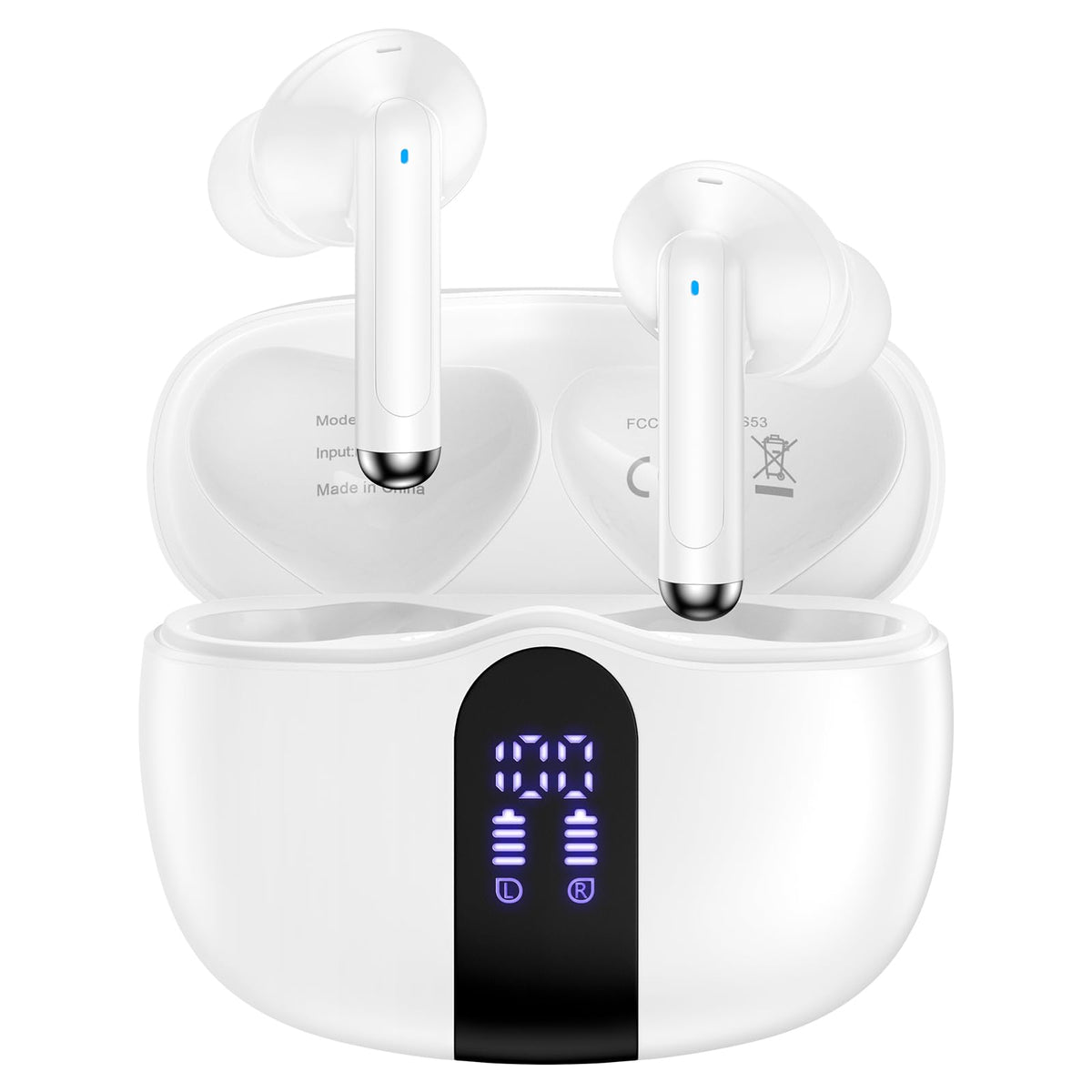 VIFIGEN Pixel Earbuds with LED display showing battery status for quick checks