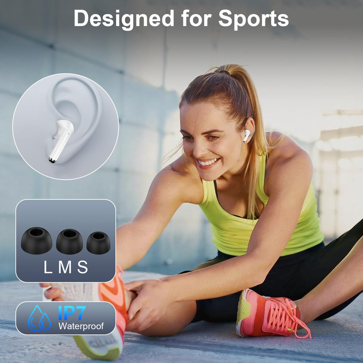VIFIGEN Pixel Earbuds sport-oriented design stays in place during runs