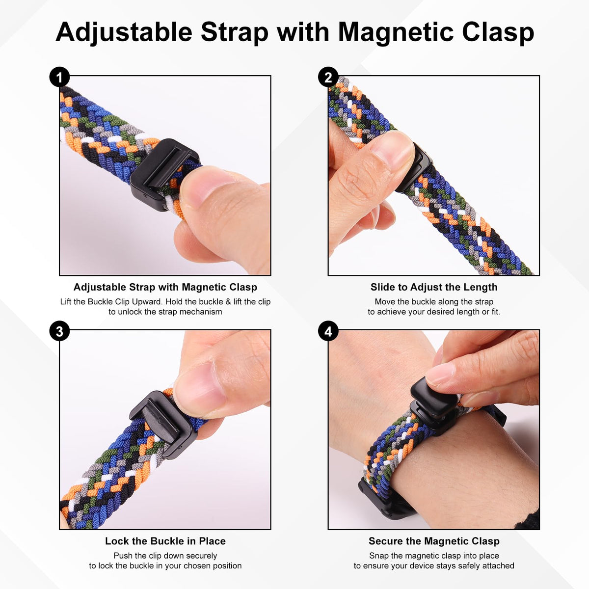 Vigamen breathable, lightweight wristband worn during long sessions, sweat-resistant.