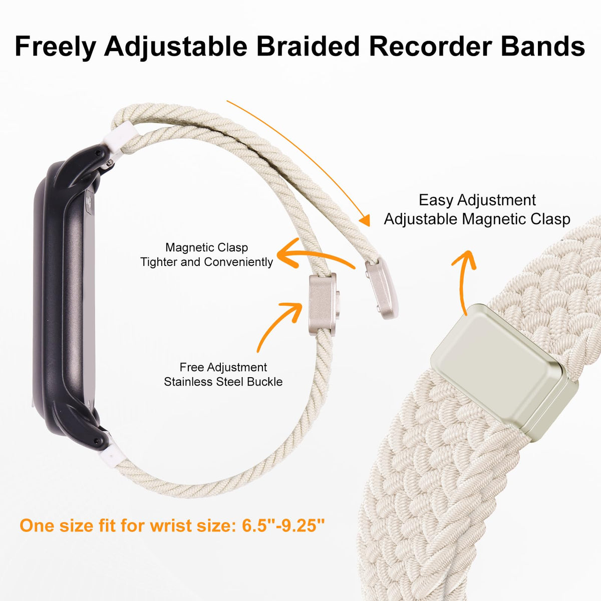 Vigamen magnetic clasp design on NotePin wristband for easy, secure adjustment.