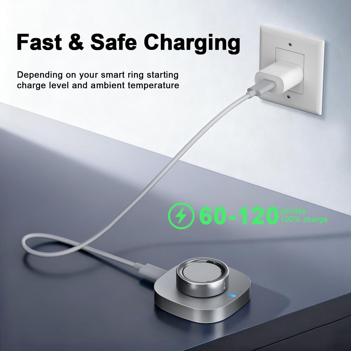 Vigamen with USB‑C cable packed showing ready‑to‑use portability benefit