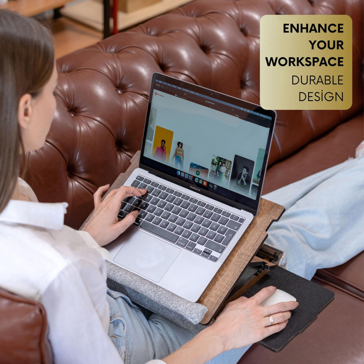Vigo Wood adjustable legs demonstrating four angle settings for ergonomic use