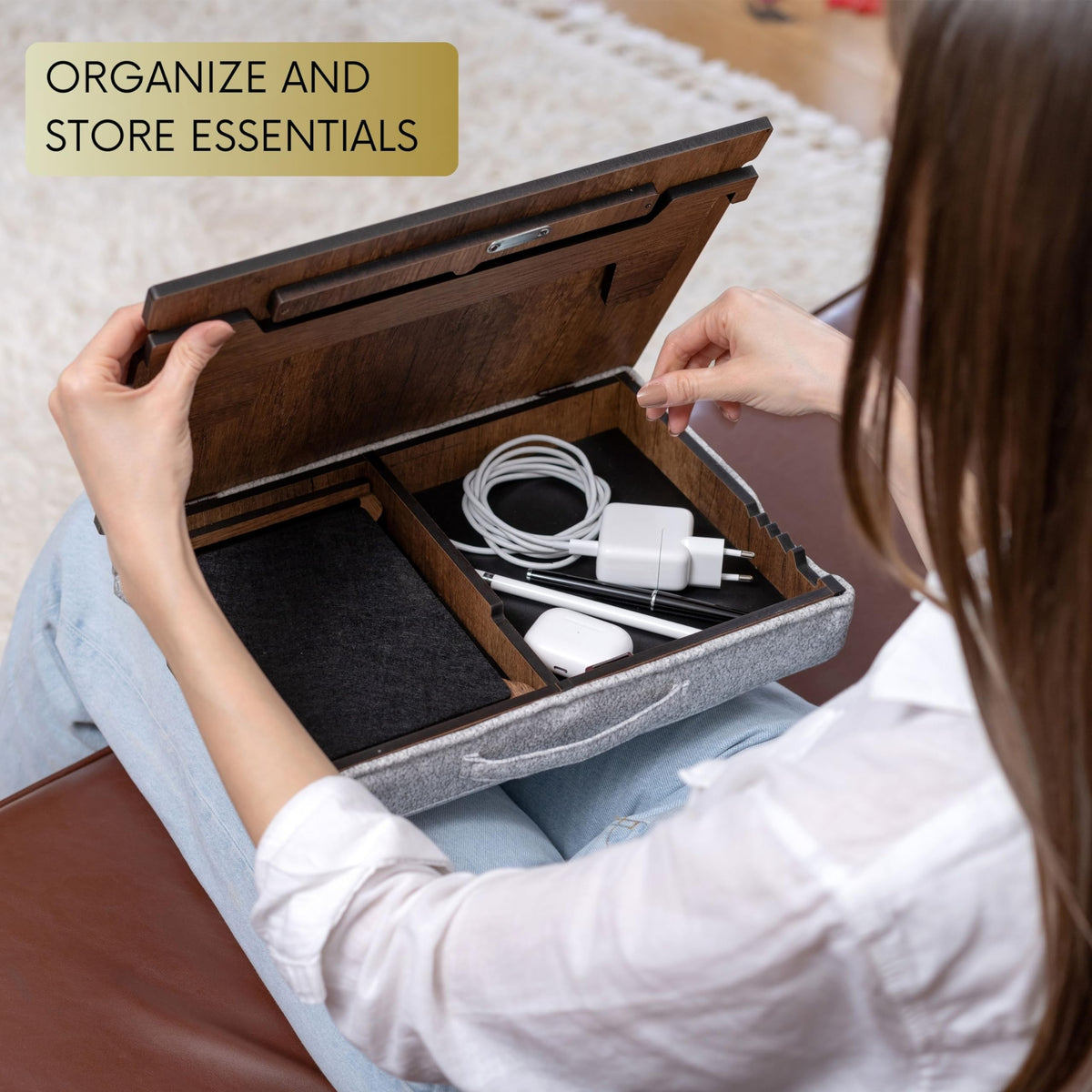 Vigo Wood mouse drawer open for tidy storage and quick access