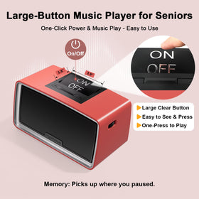 VigorKeeper Music Player close-up of the large on/off button for easy use.