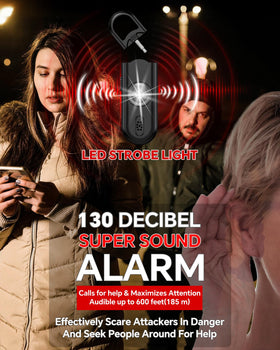 VIGOROAD Personal alarm keychain with strobe enhances visibility in dim areas.
