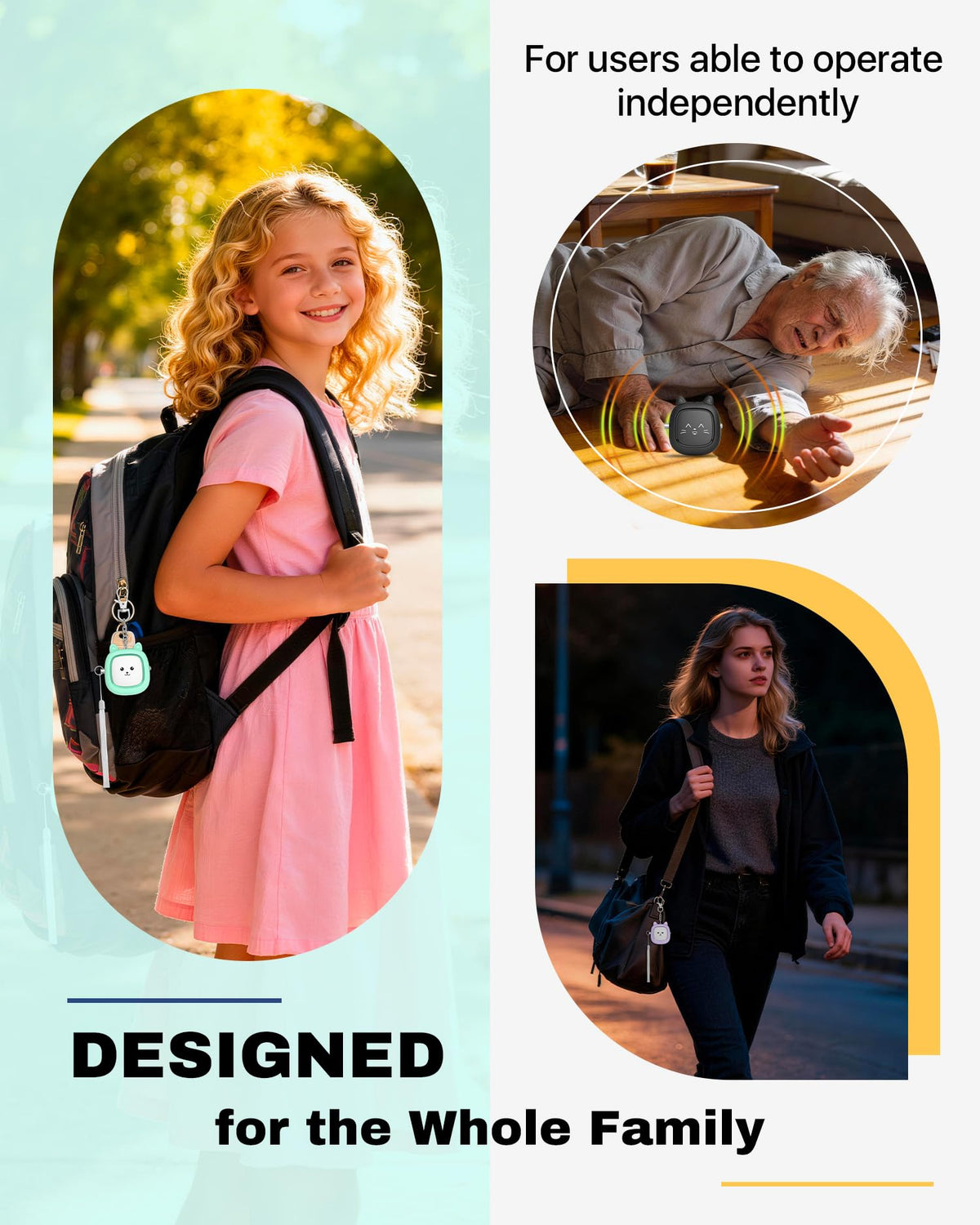 VIGOROAD personal safety alarm suitable for women, seniors, students, and travelers.
