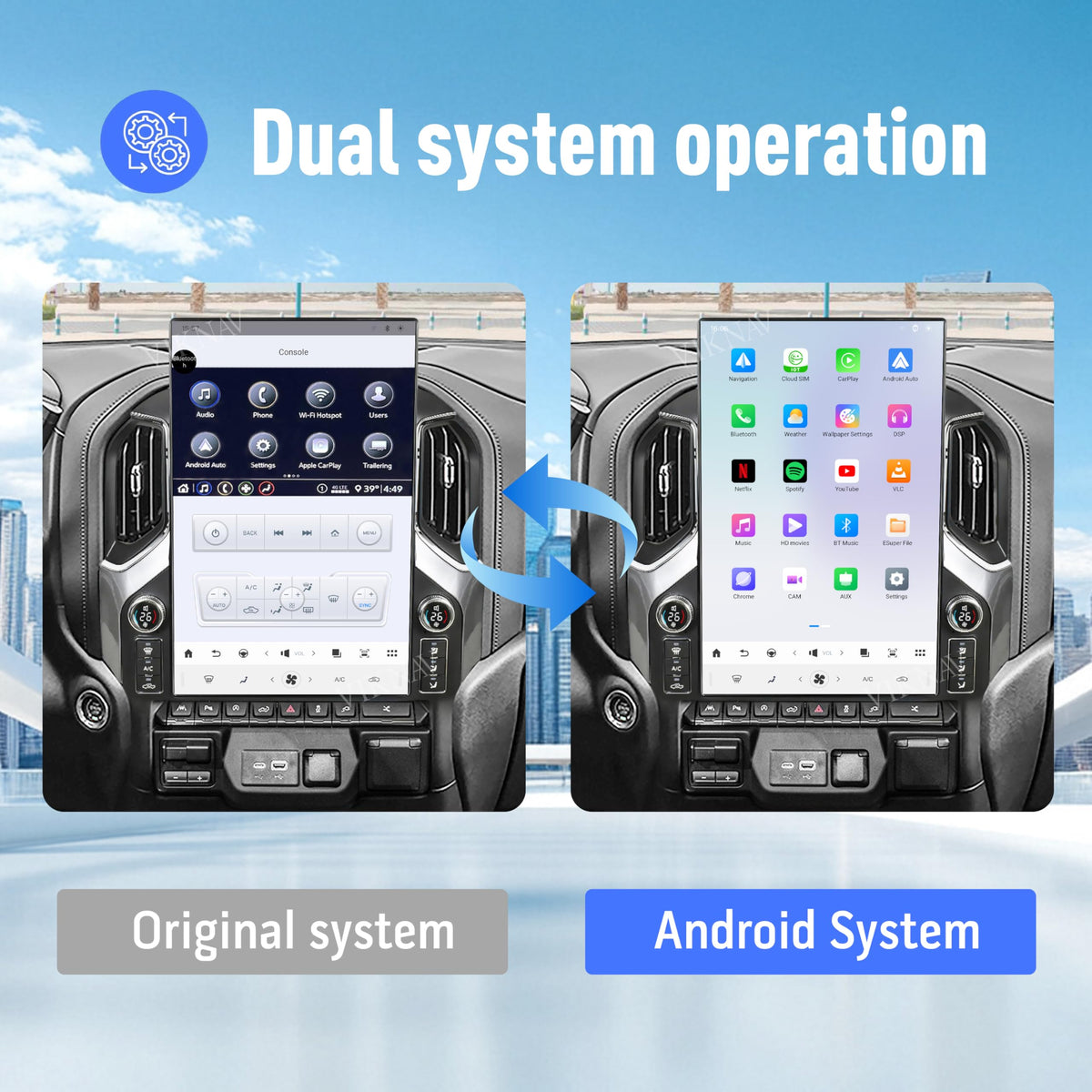 VIKNAV dual-system operation preserves factory UI while running Android