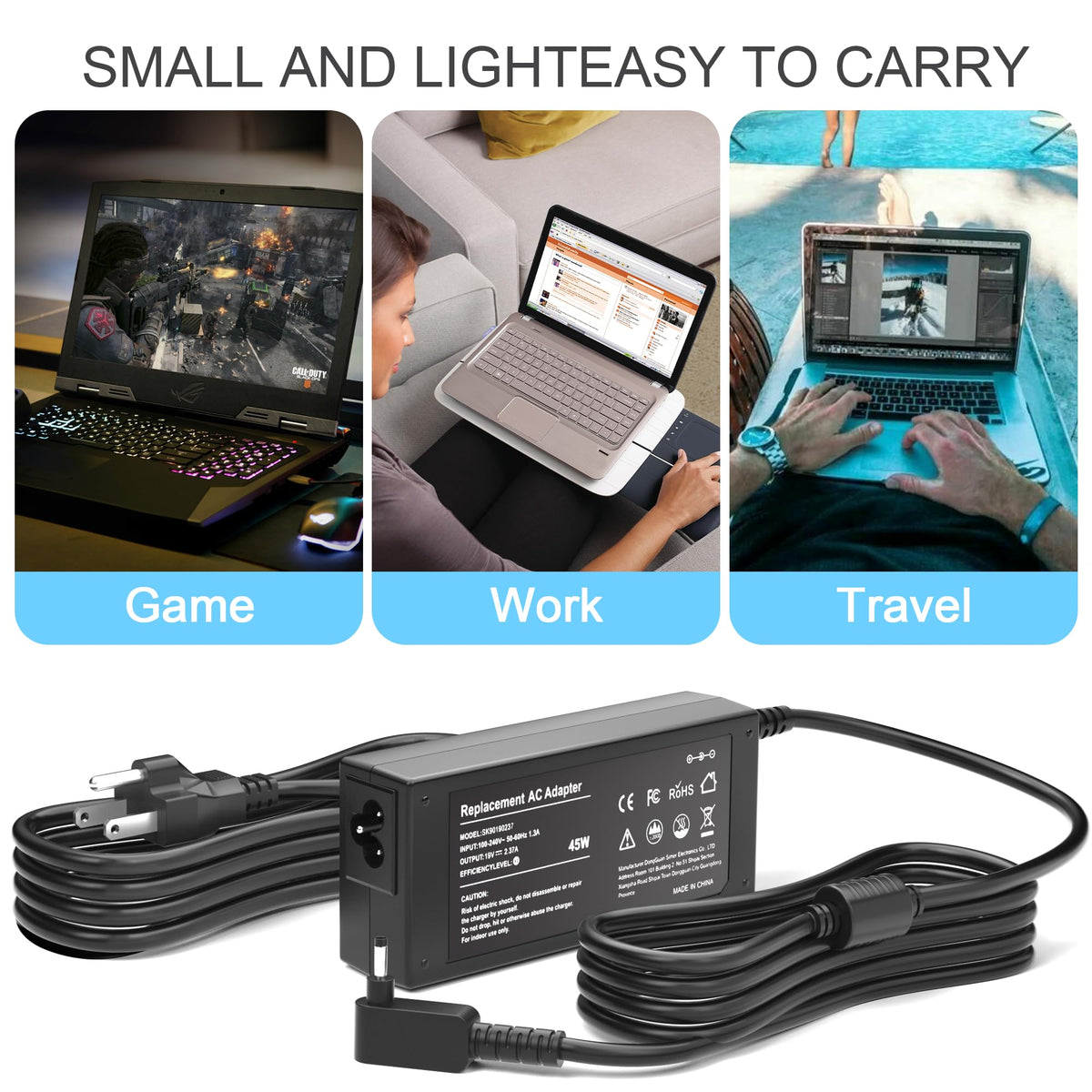 VillaCool package contents laid out including adapter, cord, manual, quick setup