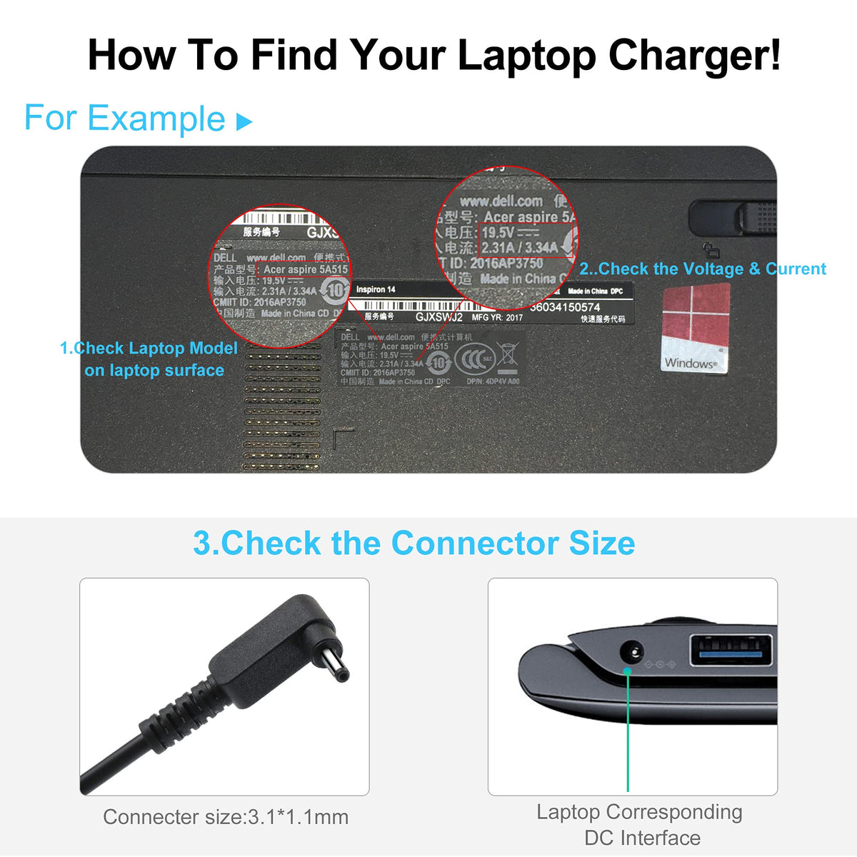 VillaCool detachable US power cord separated from adapter, easy travel convenience