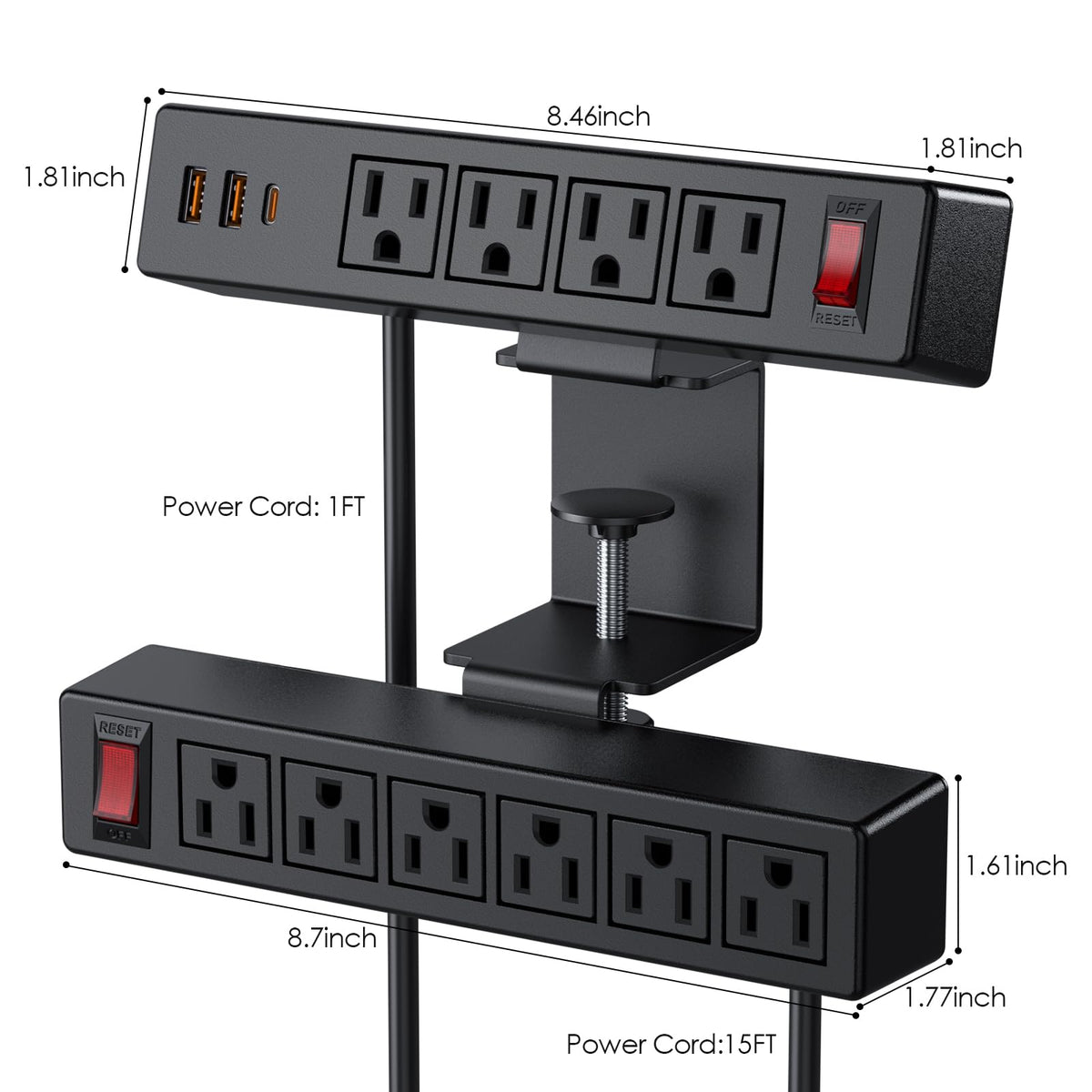 VILONG 45° flat plug and 15ft cord fitting tight wall spaces easily