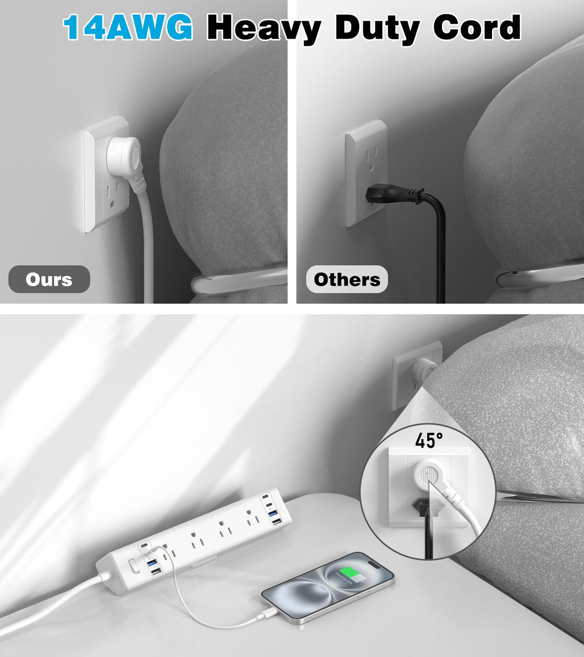 VILONG close-up surge protection label showing 1200J protection for device safety