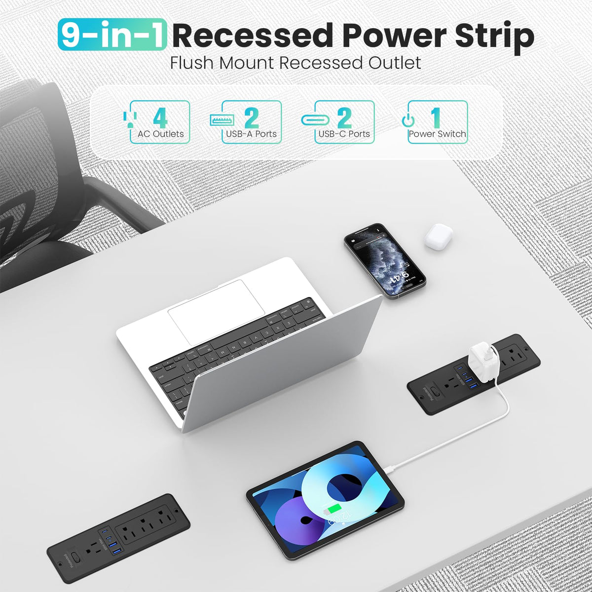VILONG closeup of USB‑C and USB‑A ports demonstrating fast charging convenience