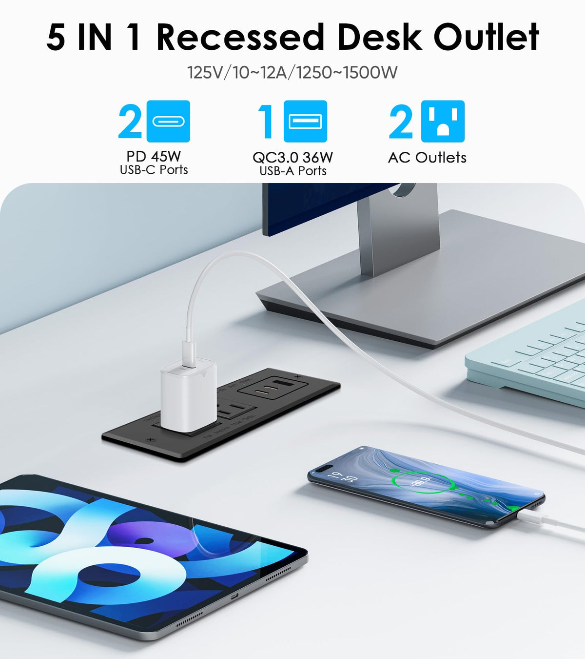 VILONG close-up of USB-C ports highlighting fast PD charging benefit