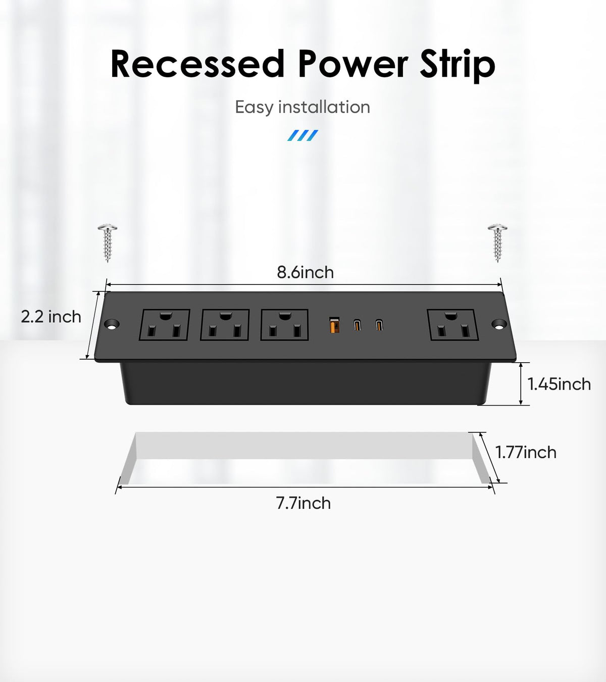VILONG 45-degree flat plug tucked behind furniture to save space.
