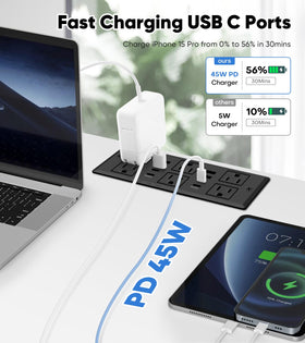 VILONG flat 45-degree plug and 10ft cord for tight-space placement