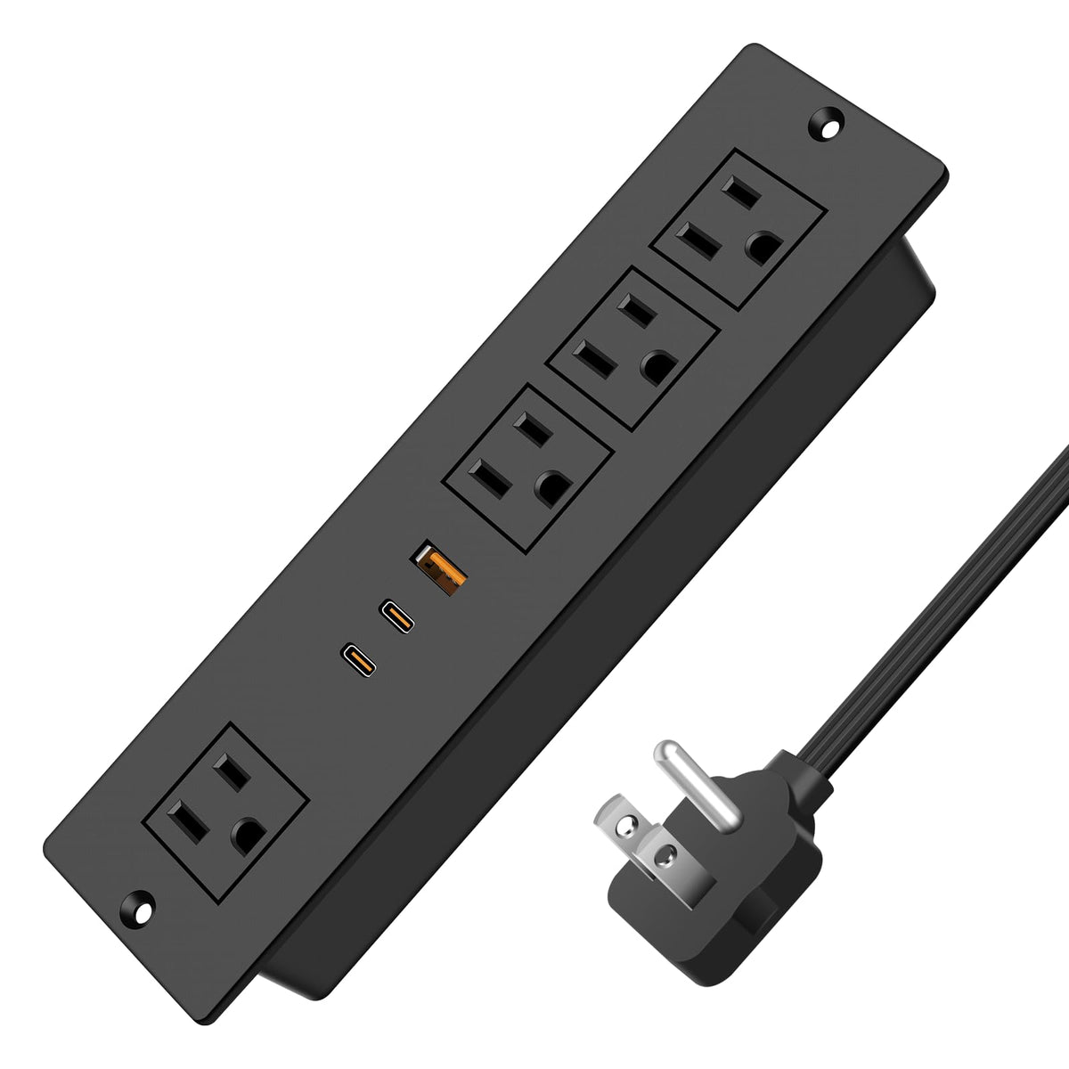 VILONG flush-mount power strip on a desk for a clean, organized workspace.