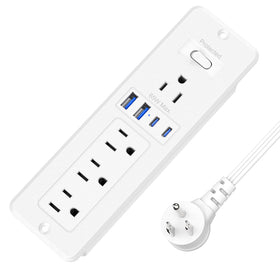 VILONG front face recessed power strip showing ports and flush mount benefit