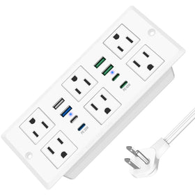 VILONG front panel showing six outlets and eight USB ports for tidy connectivity