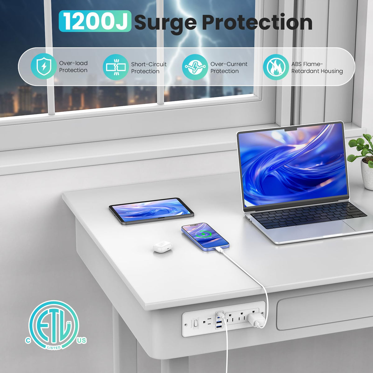 VILONG installed in a desk drawer demonstrating clutter-free charging