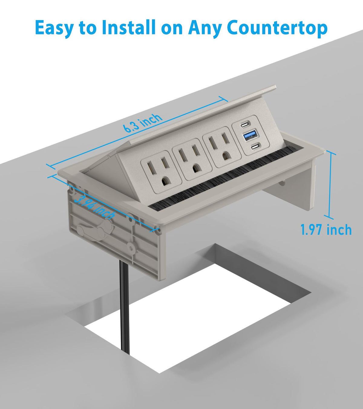 VILONG embedded in kitchen counter, integrates charging into home surfaces
