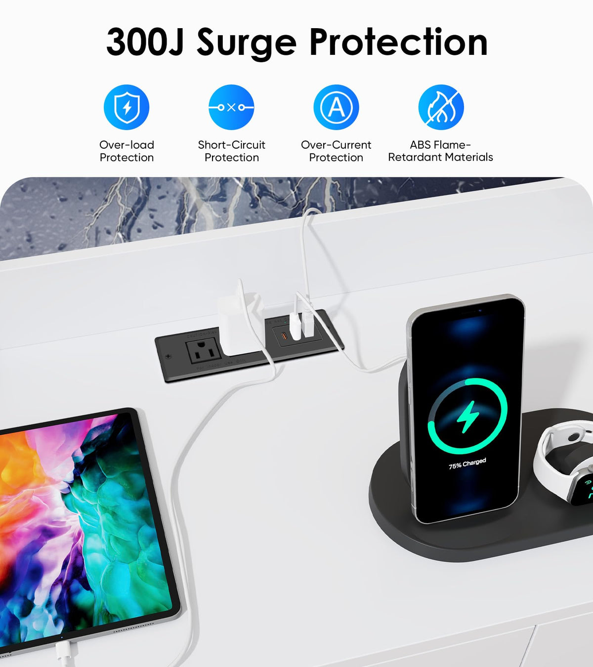 VILONG recessed outlet installed in drawer delivering clutter-free power
