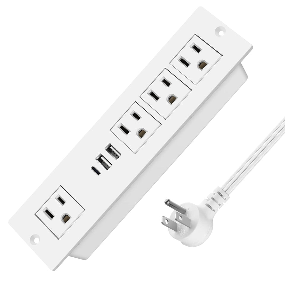 VILONG recessed power strip with USB-C PD for clean desk charging.
