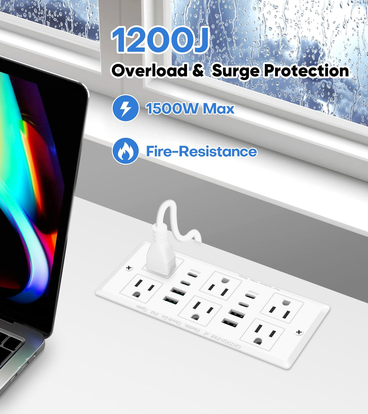 VILONG side profile with 6ft cord and 45° flat plug for tight space routing