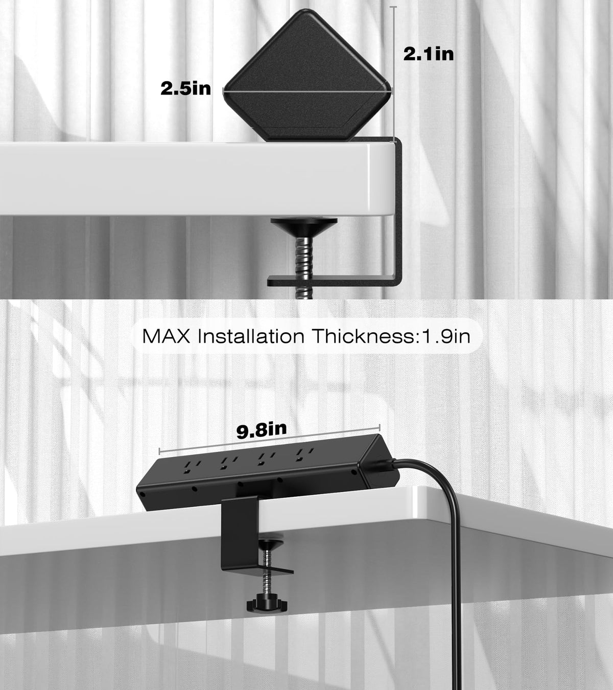 VILONG size comparison on desk showing scale and space-saving benefit