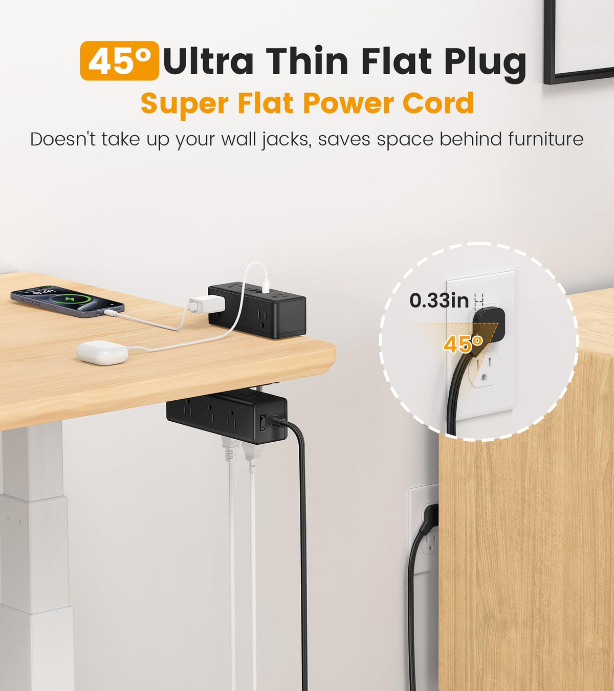 VILONG under-desk mounted view routing cables neatly for improved cable management