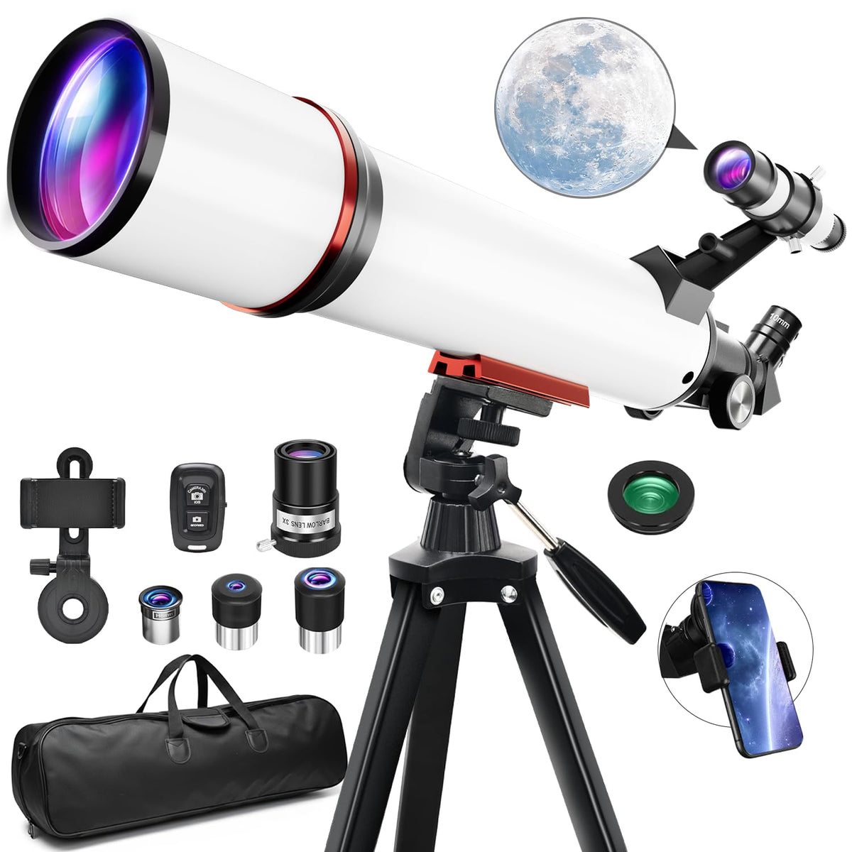 Vilupvie telescope with 90mm aperture delivers bright lunar details