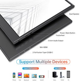 VILVA external monitor supports landscape and portrait modes for flexible layouts.