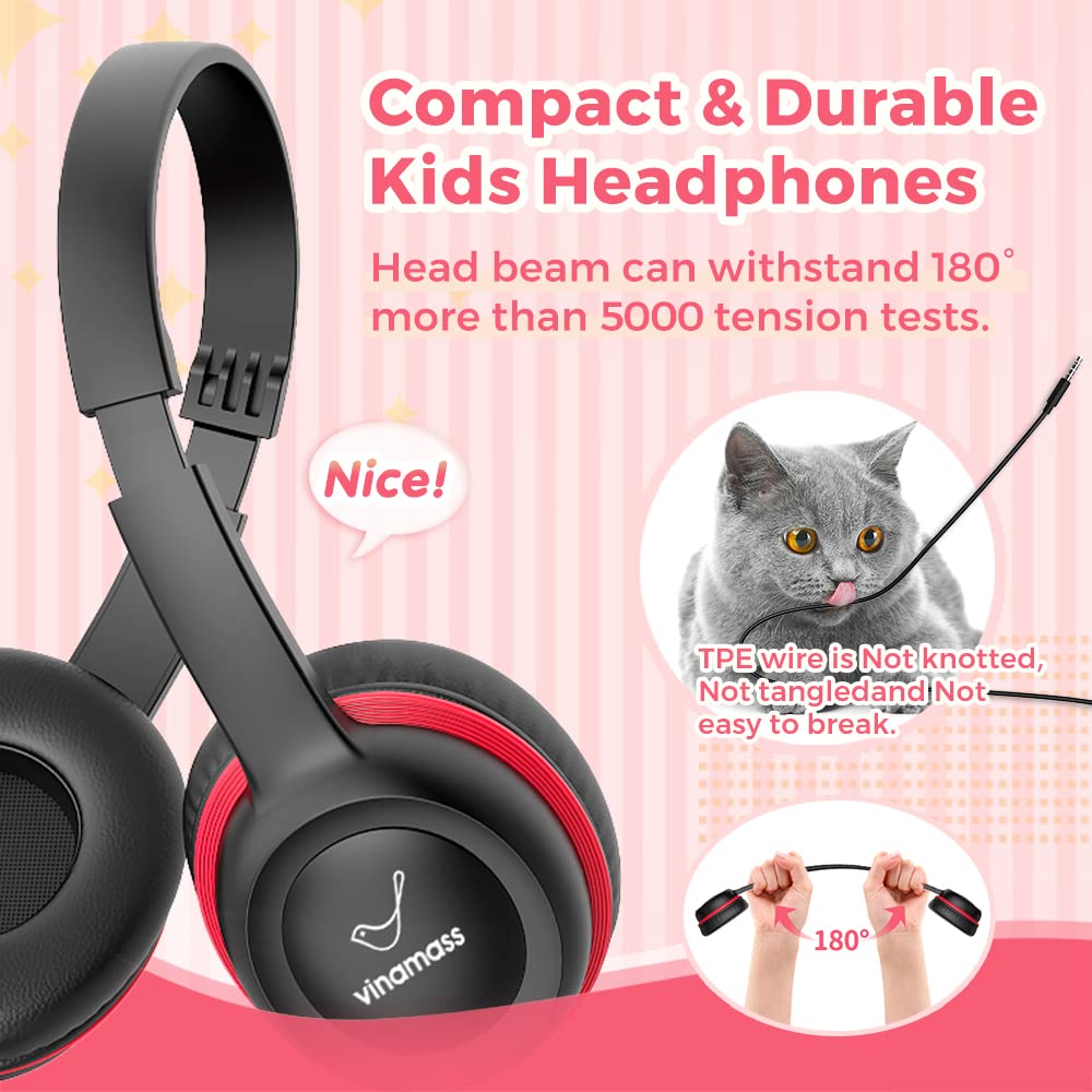 Vinamass Kids Headphones feature soft donut design for comfortable all-day wear.