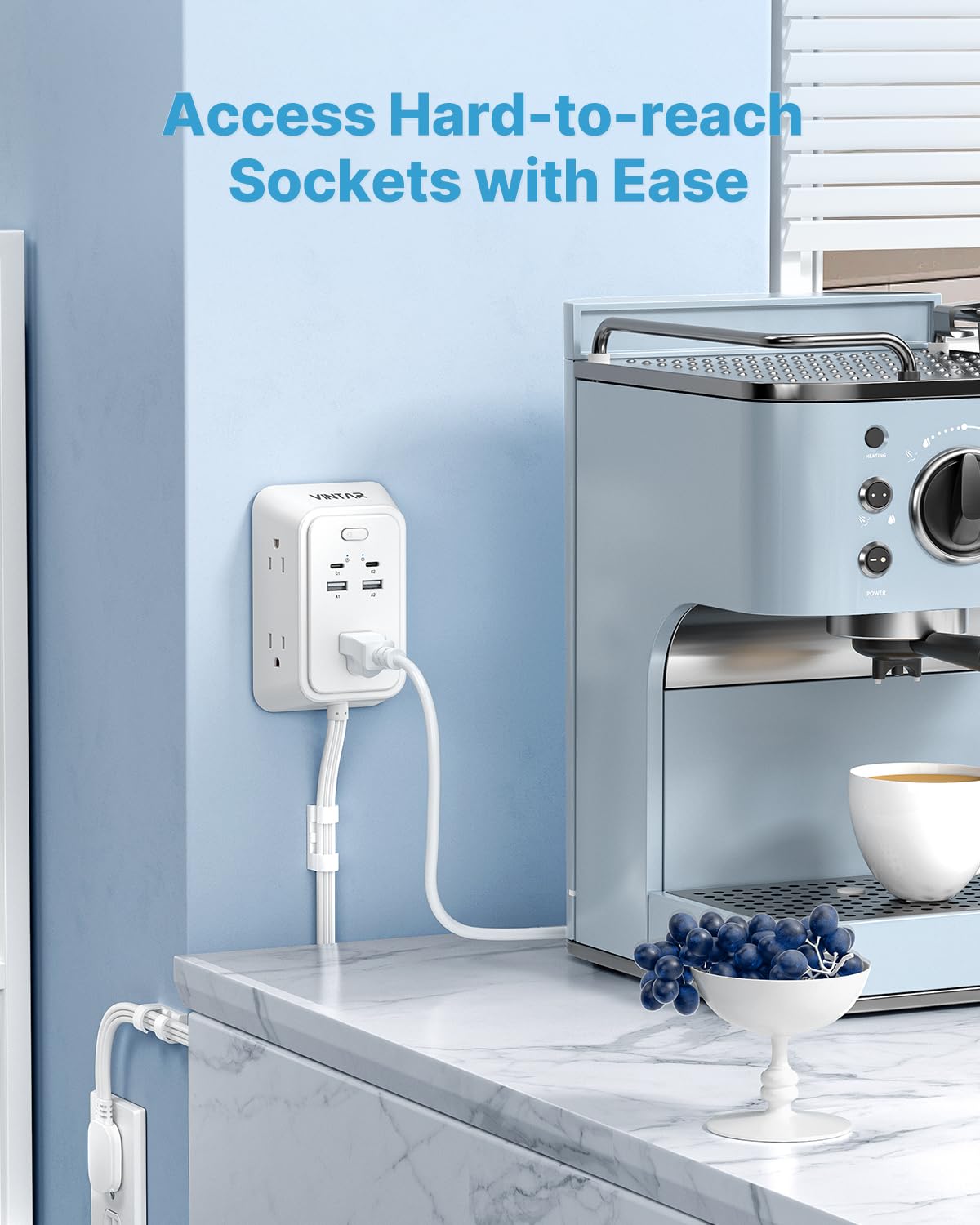 VINTAR 1800J surge protection safeguards TVs and computers from voltage spikes