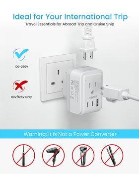 VINTAR 2-pack travel adapter in hand for global trips.