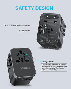 VINTAR 2500W universal AC outlet enables simultaneous device charging