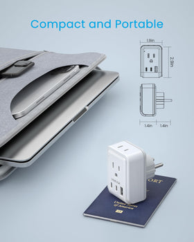 VINTAR 2-pack travel plug adapter pack shot, ideal for sharing or backup