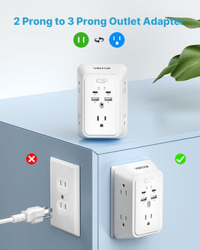 VINTAR 5 AC outlets and 4 USB ports for simultaneous charging